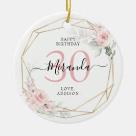 Blush Pink Geometric Floral 30 Jahre Keramik Ornament