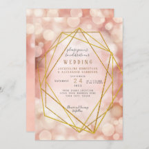 Blush Pink Geometric Gold Glitzer Twinkle Lights