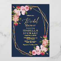 Blush Pink Geometric Navy Blue Brautparty