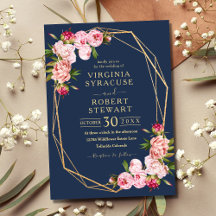 Blush Pink Geometric Royal Blue Navy Hochzeit