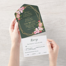 Blush Pink Geometric Royal Green Wedding