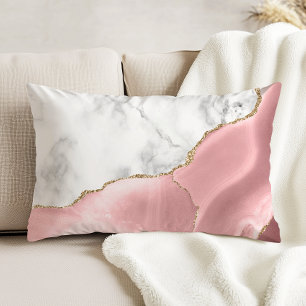 Blush Pink Gilded Agate White Gray Marmor Dekokissen