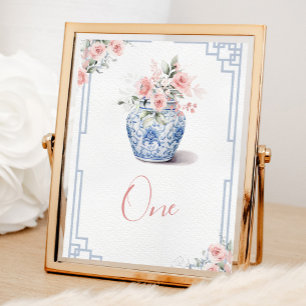 Blush Pink Ginger Jar Chinoiserie Babydusche Tischnummer