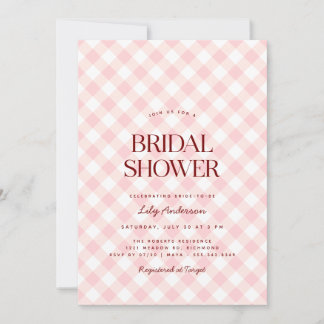 Blush Pink Gingham | Frühlingsspicknick-Brautparty Einladung