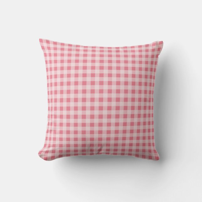 Blush Pink Gingham Kissen (Vorderseite)