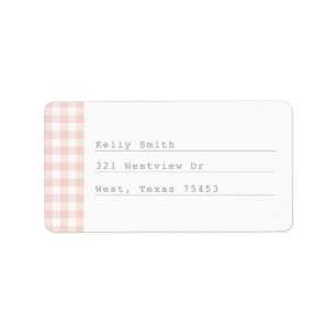Blush Pink Gingham Schreibmaschinenadresse Labels Adressaufkleber