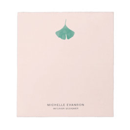 Blush Pink Ginkgo Leaf Logo Einfache Natur Notizblock