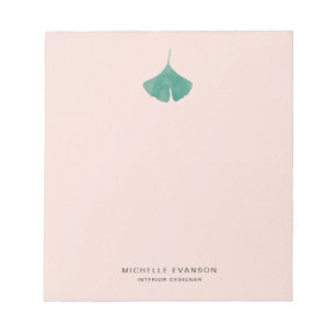 Blush Pink Ginkgo Leaf Logo Einfache Natur Notizblock