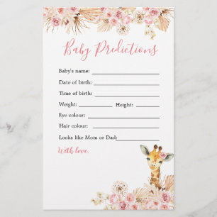 Blush Pink Giraffe Baby Shower Baby Vorhersagen