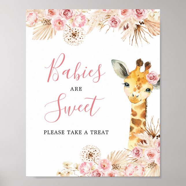 Blush Pink Giraffe Babydusche Babys sind süß Poster (Vorne)
