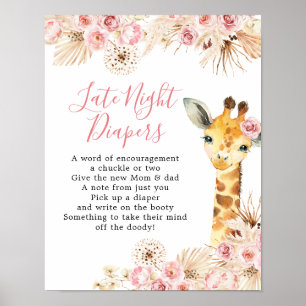 Blush Pink Giraffe Babydusche Spätabwanderer Poster