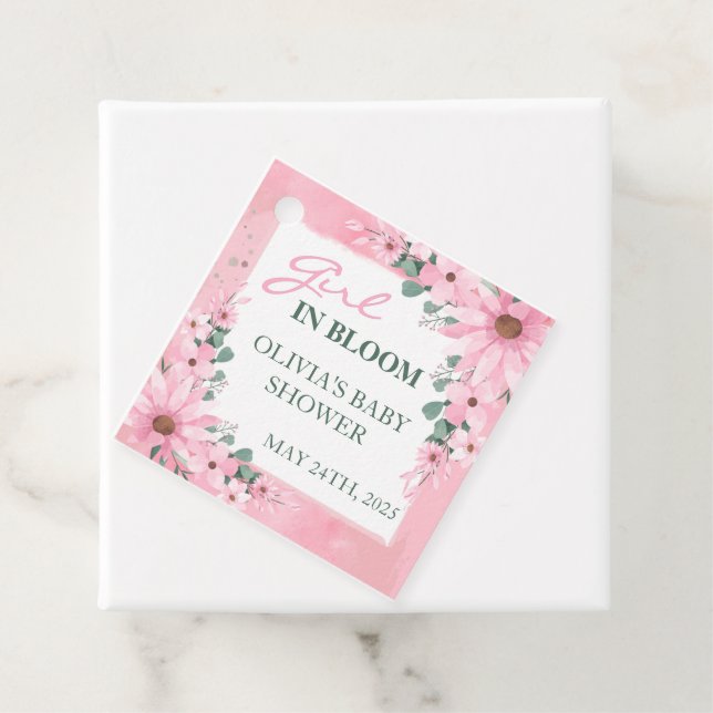 Blush Pink Girl in Blüte Kinderdusche Geschenkanhänger (Beispiel)