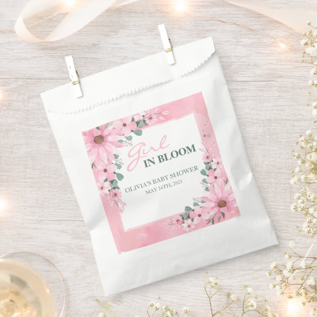 Blush Pink Girl in Blüte Kinderdusche Geschenktütchen (Ausgeschnitten)