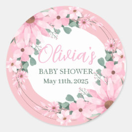 Blush Pink Girl in Blüte Kinderdusche Runder Aufkleber