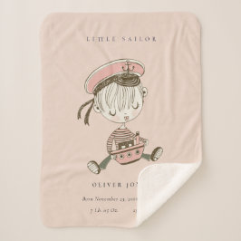 Blush Pink Girl Little Sailor Nautical Birth Stat Sherpadecke