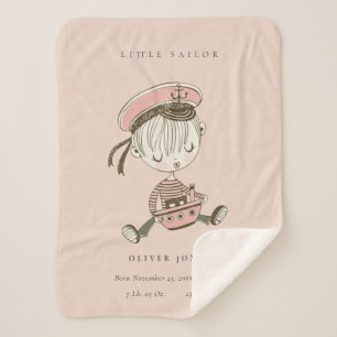 Blush Pink Girl Little Sailor Nautical Birth Stat Sherpadecke