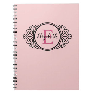Blush Pink Girl Monogram Notizblock