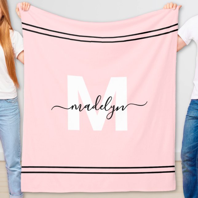 Blush Pink Girlaname Monogram Fleecedecke (Blush Pink Girly Name Monogram Fleece Blanket )