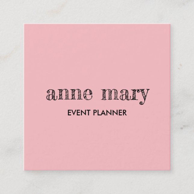 Blush Pink Girly Calligraphy Event Planner Elegant Quadratische Visitenkarte (Vorderseite)