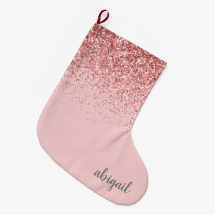 Blush Pink Girly Glitzer Moderner, stilvoller Stil Großer Weihnachtsstrumpf