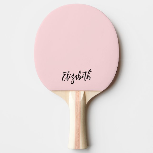 Blush Pink Girly Modern Script Monogram Name Tischtennis Schläger (Vorderseite)