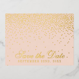 Blush Pink & Glam Confetti Save the Date Real Folie Einladungspostkarte