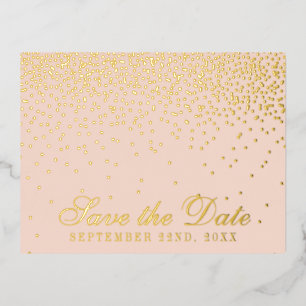 Blush Pink & Glam Confetti Save the Date Real Folie Einladungspostkarte