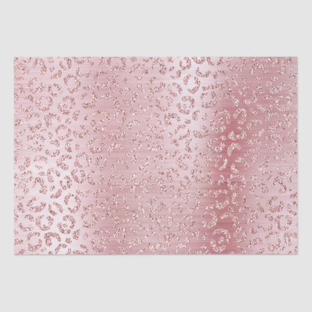 Blush Pink Glam Glitzer Leopard Seidenpapier (Vorderseite)