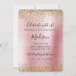 Blush Pink Glam Glitzy Sparkle Glitzer Einladung