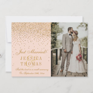Blush Pink & Glam Gold Confetti Foto Hochzeit Ankündigung