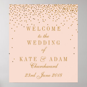 Blush Pink & Glam Gold Confetti Hochzeit Willkomme Poster