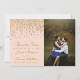 Blush Pink & Glam Gold Confetti Wedding Foto Save The Date
