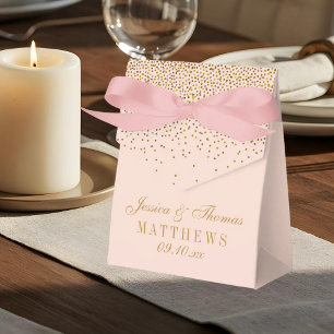 Blush Pink & Glam Gold Confetti Wedding Geschenkschachtel