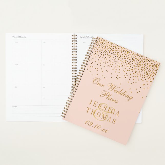 Blush Pink & Glam Gold Confetti Wedding Planer (Anzeige)