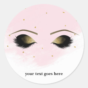 Blush Pink Glam Gold Makeup Eyelashes Gefallen Runder Aufkleber