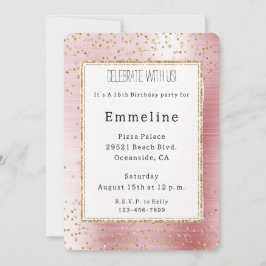 Blush Pink Glam Gold Sparkle Confetti Geburtstag Einladung