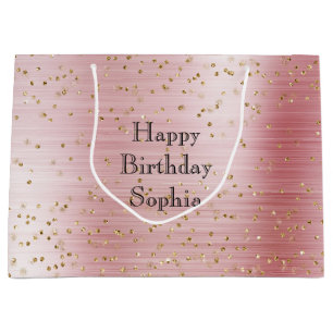 Blush Pink Glam Gold Sparkle Confetti Geburtstag Große Geschenktüte