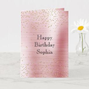 Blush Pink Glam Gold Sparkle Confetti Geburtstag Karte