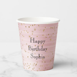 Blush Pink Glam Gold Sparkle Confetti Geburtstag Pappbecher