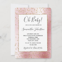 Blush Pink Glam Gold Sparkle Confetti Kinderdusche Einladung
