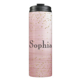 Blush Pink Glam Gold Sparkle Confetti Personalisie Thermosbecher