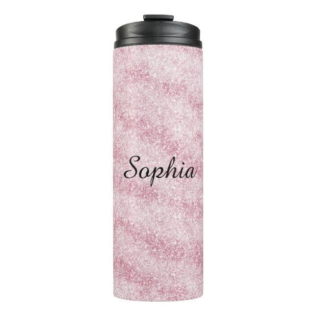 Blush Pink Glitter Sparkle Thermosbecher (Vorderseite)