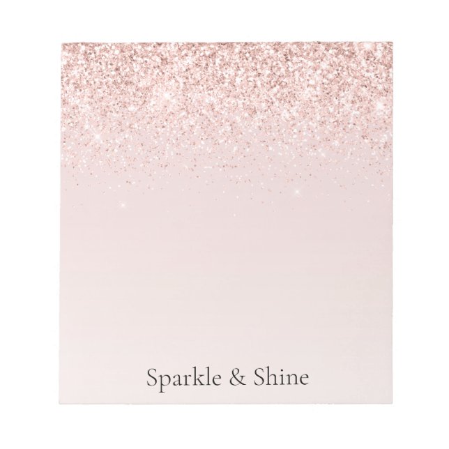 Blush Pink Glitz Glitzer Sparkasse Notizblock (Vorderseite)