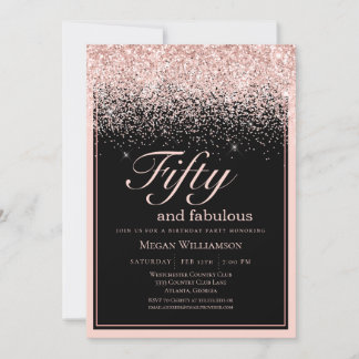 Blush Pink Glitzer 50 und fabelhafter Geburtstag Einladung