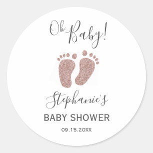 Blush Pink Glitzer Baby Feet Klassischer Rundaufkl Runder Aufkleber