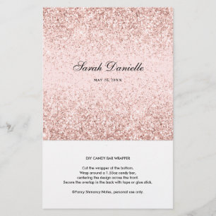 Blush Pink Glitzer Confetti Candy Bar Wrapper
