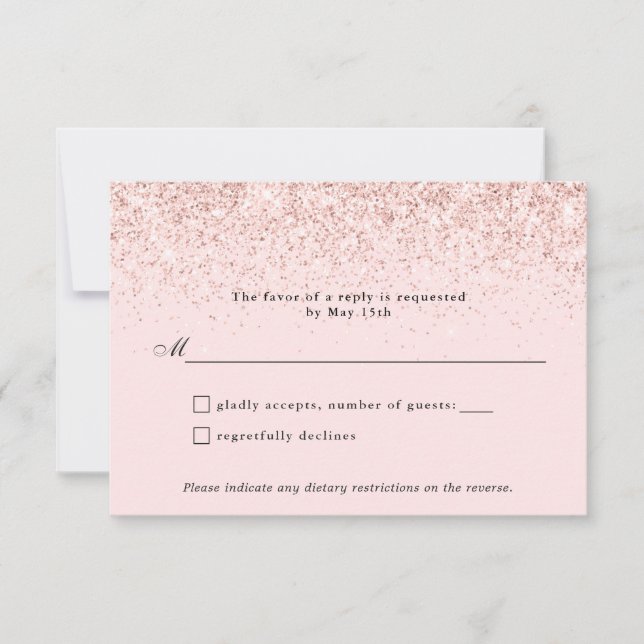 Blush Pink Glitzer Confetti Personalisiert RSVP Ca (Vorderseite)