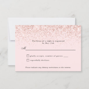 Blush Pink Glitzer Confetti Personalisiert RSVP Ca Karte