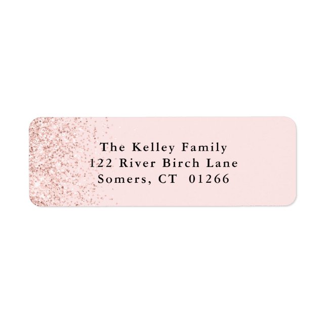 Blush Pink Glitzer Confetti Personalisierte Adress (Vorne)