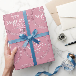 Blush Pink Glitzer & Diamonds Happy Mother Day Geschenkpapier